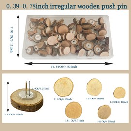 YDDXAQHB 70 pcs Wooden Push Pin Irregular thumbtack Decorate Cork Board, Use in Map, Photo, Calendar, Memo, Bulletin Board, Office, School Mark (Wooden Pattern)