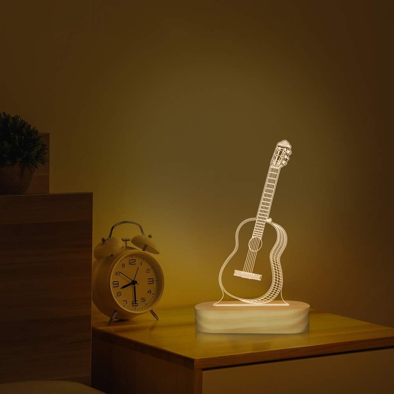 Guitar 3D Illusion Optical Night Light LED Bedside Table Lamp