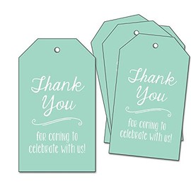 25 Thank You Tags - for Baby Shower, Wedding, Bridal Shower, Birthday Party Supplies - Mint Blue Aqua