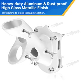 Flag Pole Holder, Anovo Flag Pole Brackets Mount Outside House Heavy-Duty Aluminum Metal Rust Proof Bracket 1" Inner Diameter 2 Positions with Hardwares for Outdoor Wall Mounting Porch( White-1 Pack)