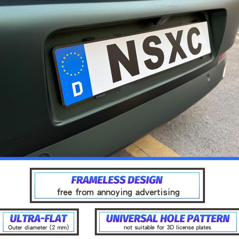 Number Plate Holder for Cars - Frameless Invisible - Weatherproof