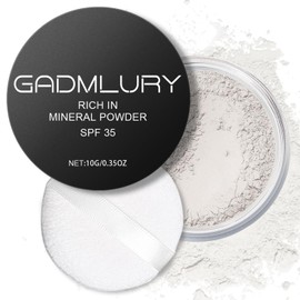 Mineral Setting Powder, SPF 35, Sunscreen White Face Loose Blurring FinishingPowder, Sheer Coverage, Weightless and Oil Control, Extend Base Makeup (#03 White Setting Makeup)