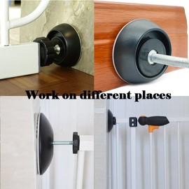 VMAISI 12MM 4 Pack Baby Extender Extension-Child Safety Pressure Mounted Baby Gate Threaded Spindle Rods Replacement Parts Bundle with Wall Protector for Stairs Cup Guard (Black, 12MM)