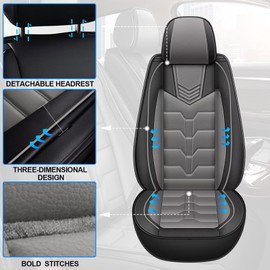 IKABEVEM Seat Covers Fit for Nissan Sentra 2008-2025 2PCS Front Car Seat Covers Faux Leather Seat Cushion Waterproof Auto Protectors(Black & Grey)-2 Front Seat Covers