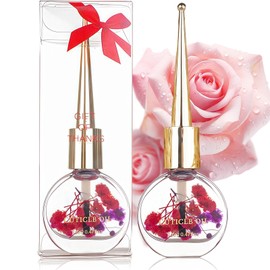 Cuticle Oil - Nail Oil Infused with Real Flowers - 14ML Hydrates, Moisturizes, Strengthens, Adjust - Improve Nails for Dry Cuticle Damage, Rose -1 pcs