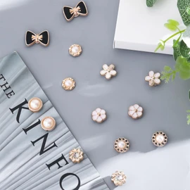 NEWITIN 15 Pairs Magnetic Stud Earrings for Women Clip on Earring Magnet Studs Inlaid Cubic Zirconia Pearl Stud Earring Fashion Non Piercing Magnetic Earrings for Women