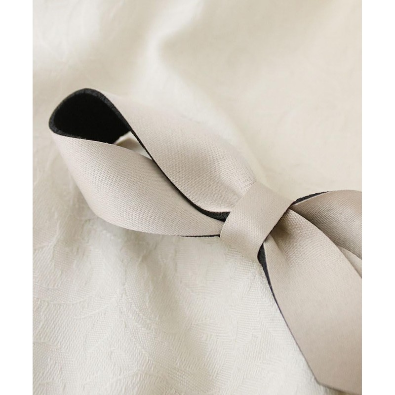 VINGTAINE H7816-BE- Barrette Ribbon, Satin, Simple, Hair Clip, Hair Accessory,