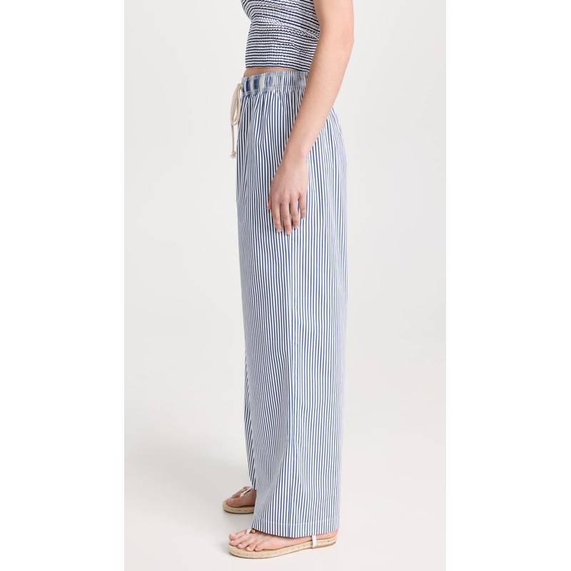 DONNI. Women's Pop Pants, Navy Stripe, L