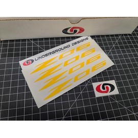 Z06 Decals (4pk) Corvette Racing 6" Accent Stickers C5Z C6Z C7Z C8Z LSX LTX (Gloss Yellow)