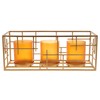 Karma, Modern Candle Holder Centerpiece with Gold Wire Rectangular Frame