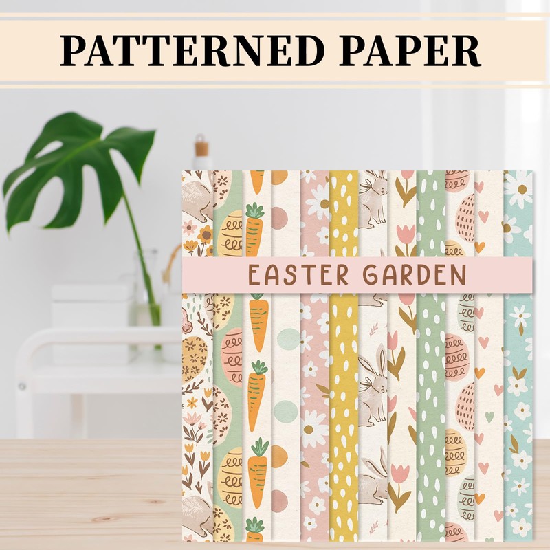 JarThenaAMCS 24 Sheets Easter Pattern Paper Bunny Rabbit Egg Floral