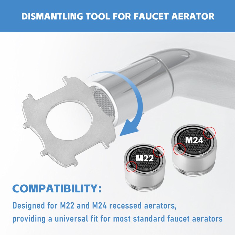 304 Stainless Steel Faucet Aerator Removal Tool for M22/M24 Recessed