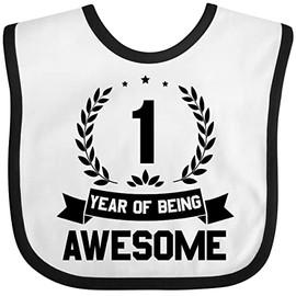 inktastic 1 Year Of Being Awesome Birthday Black Baby Bib White and Black 2859b