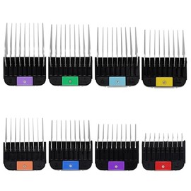 8 Pieces Professional Animal Stainless Steel Attachment Guide Guard Combs for A5 Style Detachable Blade Pet Groomers, Compatible with Wahl KM Series Andis AG BG Oster Classic 76 A5 A6 Animal Clippers