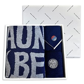 Sauna Vibes Sauna Hat, Sauna Towel, Bath Towel, 3-Piece Gift Set, Includes Gift Box, Navy, Imabari Towel, Men's, Women's