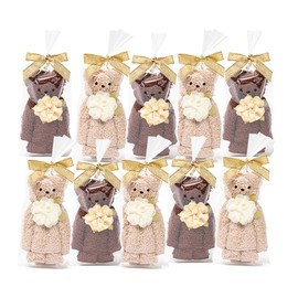 Towel, Bear, Cute, Present, Prize, Retirement, Wedding, Christmas, White Day, Individual Packaging (2 Brown Colors, 10)