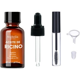 Aceite de Ricino Orgánico 100% Puro 50ml Castor Oil para Crecimiento y Volumen de Pestañas, Cejas, Cabello y Barba Hidrata y Repara la Piel Mayor Densidad en Barba Prensado en Frío, Sin Hexanos Kit Completo con Aplicador