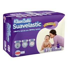 Pañales KleenBebé Suavelastic Etapa 5 Unisex 60 Piezas
