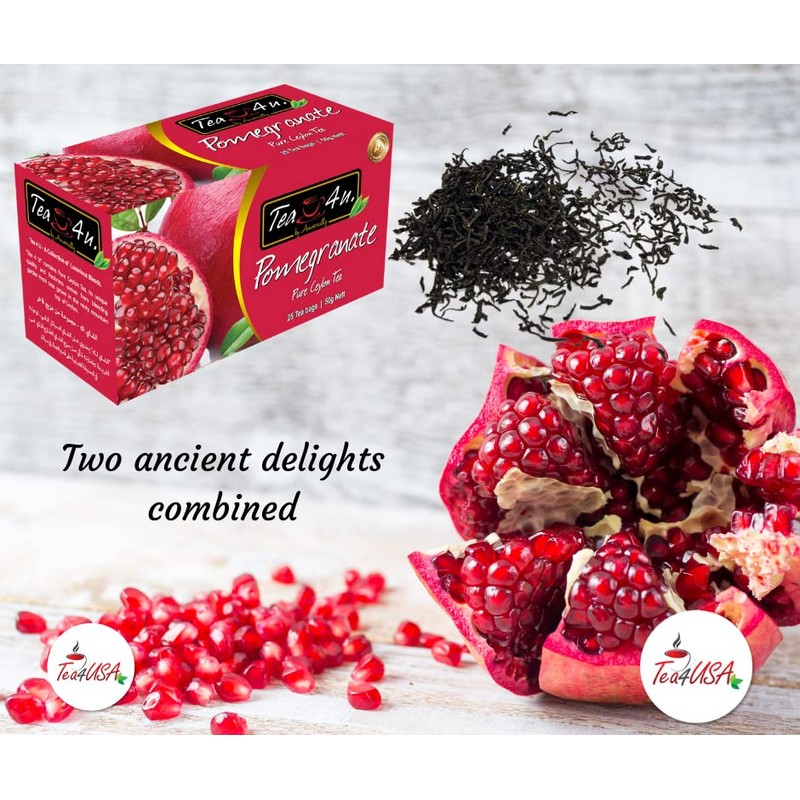 Tea4U Flavored Black Ceylon TeaBags (Pomegranate) - Ideal Quality from