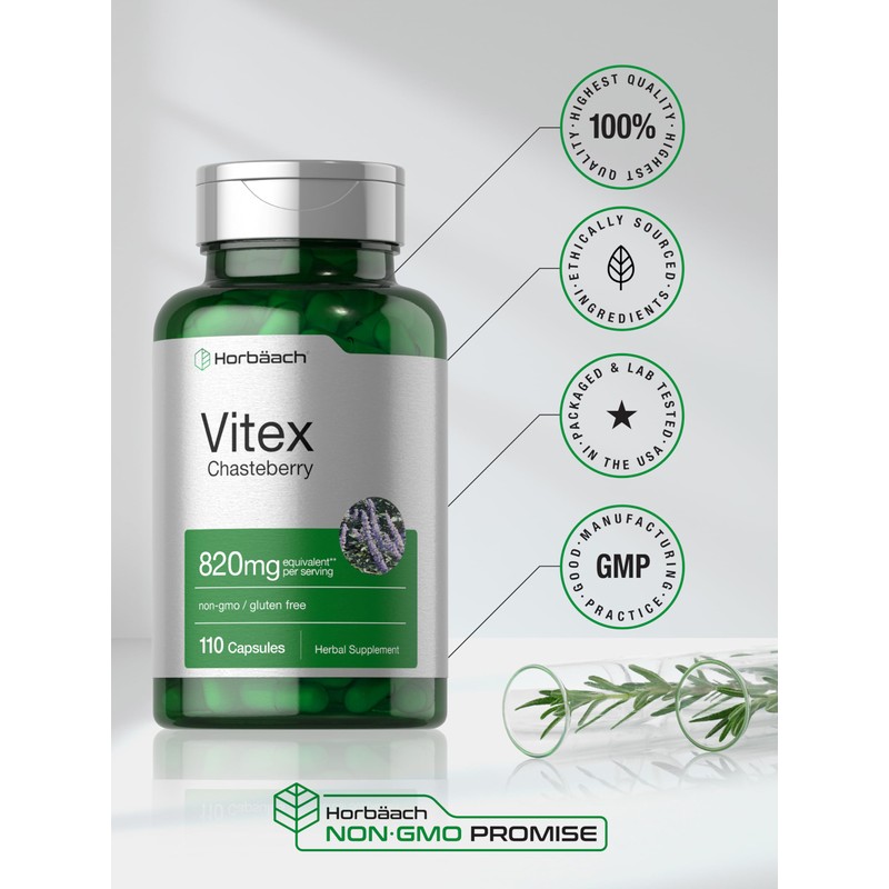 Horbäach Vitex Berry 820mg | 110 Capsules | Chasteberry Supplement