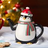 Christmas Whimsy Penguin Teapot – 3D 26oz Ceramic Holiday Teapot