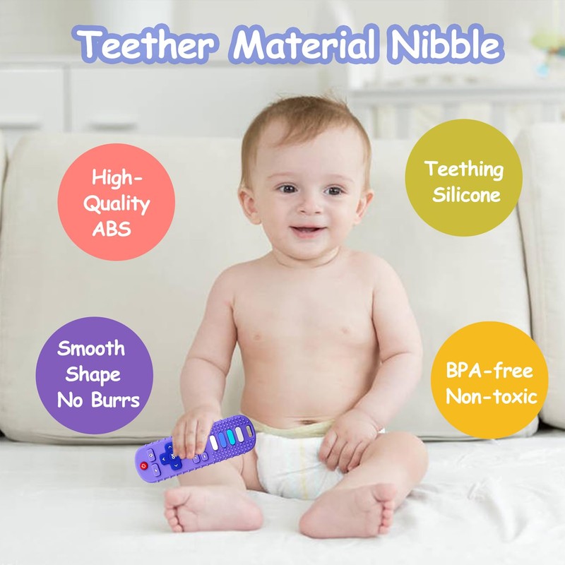 ERSIHUA 3Pcs Silicone Teething Toys, Remote Control Shape Teethers for