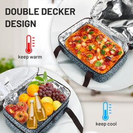 MIER Insulated Casserole Carrier Fits 9"x13" Baking Dishes/Foil Pans, Double Food Carriers Bag Thermal Holder for Hot or Cold Food Lasagna Lugger Potluck Parties Picnic Travel, Deep Blue
