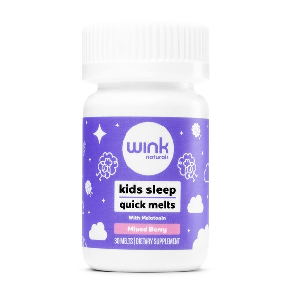 Wink Well Kids Sleep Melts, Sleeping Chews with Melatonin (1mg) Quick Deep Sleep Aid, Drug-Free, Fast Non-Habit Forming Melatonin Chewables Toddler Infant & Baby (30 Melts)