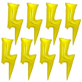 8PCS Golden Lightning Bolt Balloons, 34 Inch Large Flash Foil Balloons for Birthday Party, Wedding, Baby Shower, Theme Party Decorations