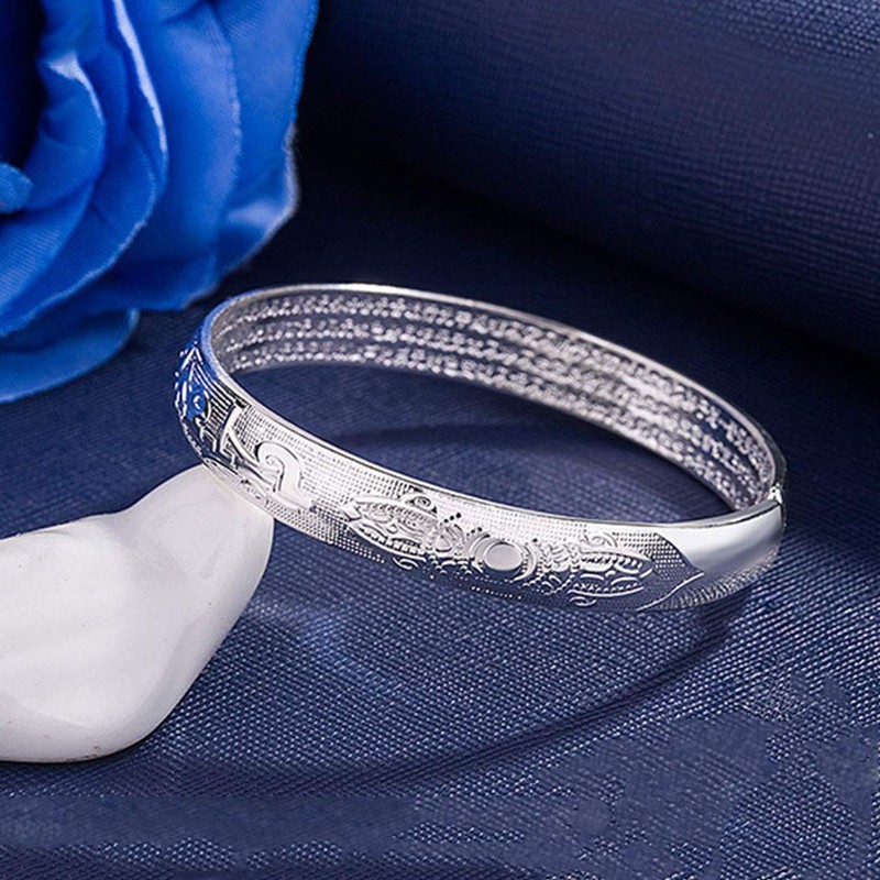 Deelfel Bracelet for Men and Women Silver Engraved Sanskrit Proverbs
