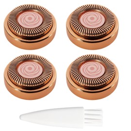 4 Flawless Replacement Heads with Cleaning Brush, Facial Hair Remover for Women, Rose Gold, Compatible with Finishing Touch Flawless Hair Remover, Sensitive Skin Care, Travel Friendly