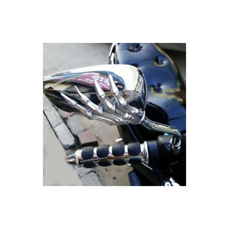 Unbranded Universal Chrome Skeleton Skull Hand Claw Motorcycle Rear View