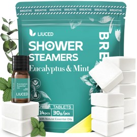 14+1 Shower Steamers - 14 Pack Eucalyptus & Mint Shower Bombs Aromatherapy and 5ml Natural Eucalyptus Essential Oils, Eucalyptus for Shower, Sinus Relief, Mothers Day Gifts for Mom Wife