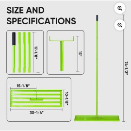 Steelite Lawn Leveling Rake 30"x10" Level Lawn Tool  72” Steel Extended Handle