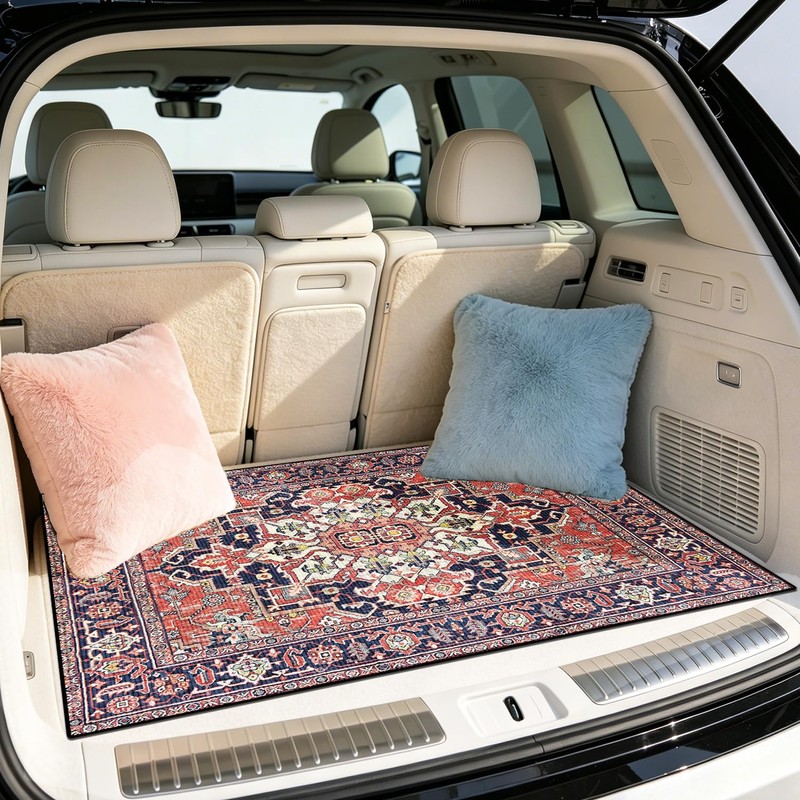 Lacut Car Trunk Mat, Red Retro, 29" x 39"