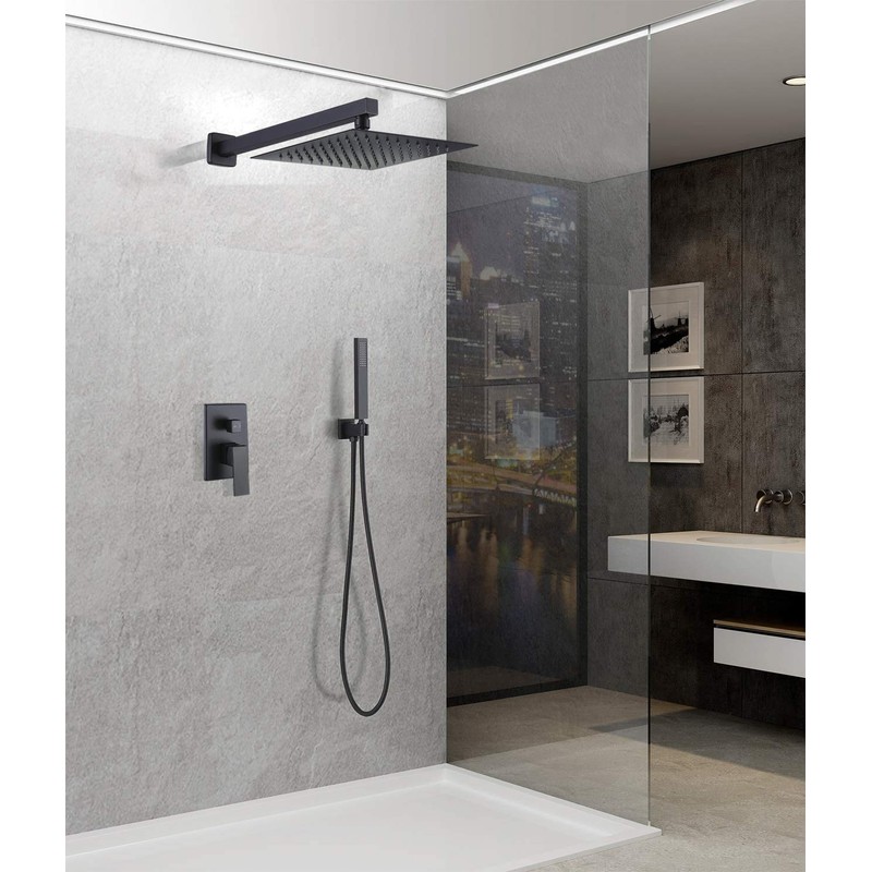 Wall Supply Elbow with Hand Shower Holder, Keymark Brass Square