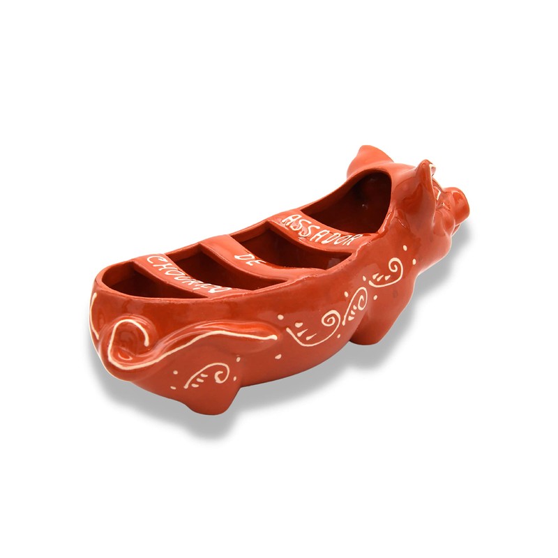Traditional Portuguese Pottery Terracotta Clay Sausage Roaster Pig Made in