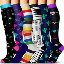 QUXIANG Calcetines de compresión para mujeres y hombres, 15-20 mmHg, los mejores para médicos, enfermería, correr, atletismo, venas varicosas, viajes, 015 Negro/Azul/Rojo/Verde/Blanco/Rosa, Small-Medium