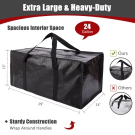 PANDA JOYS Extra Large Moving Bags with Zippers & Carrying Handles, Heavy-Duty Storage Tote for Space Saving Moving Storage, Fold Flat, Alternative to Box and Bin - 12 Pack, Black