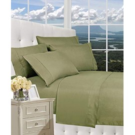 CELINE LINEN Luxury Silky-Soft 1500 Premier Softest Hotel Quality Wrinkle-Free 4-Piece Bed Sheet Set, Deep Pocket up to 16 inch, Full Sage/Green