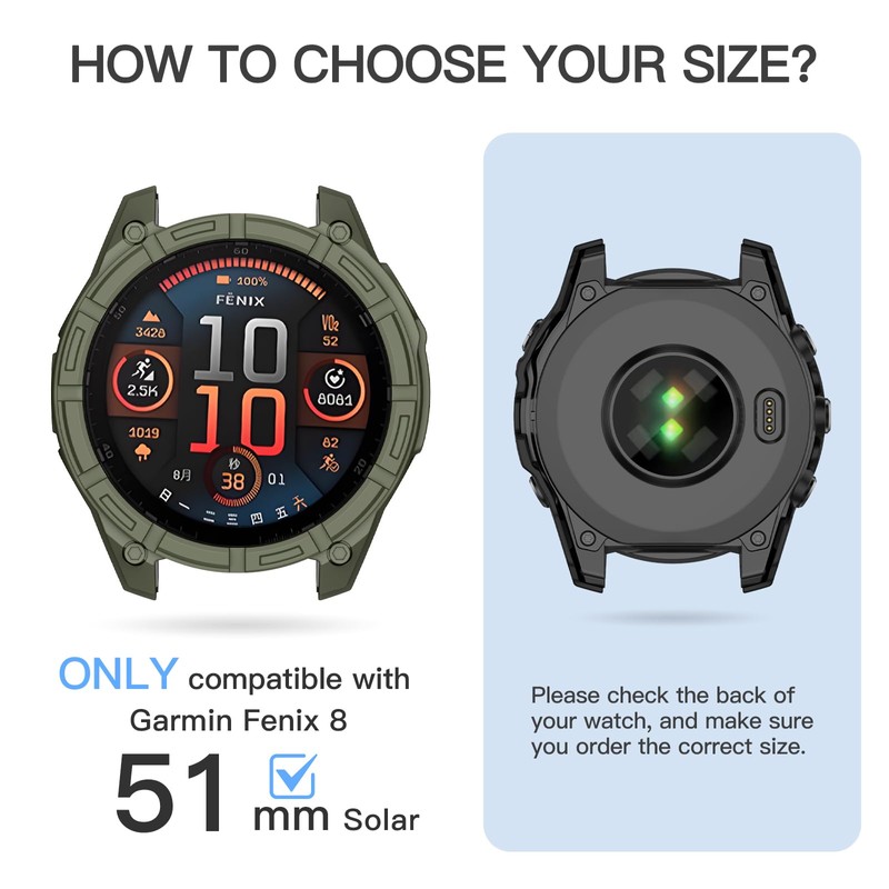 OVERSTEP Case Cover Compatible with Garmin Fenix 8 51mm Solar,Soft