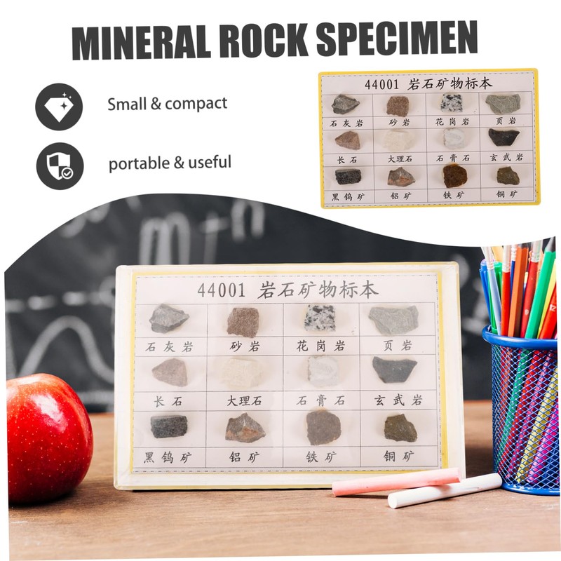 Hohopeti 12-Piece Mineral Rock Specimen Kit for Collection Geology Classroom