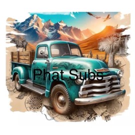 Unbranded 20oz Sublimation Tumbler Wrap Western Truck Ready To Press Heat Transfer