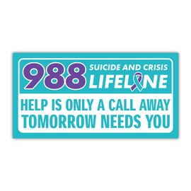 BAVAHA Call 988 Bumper Sticker 988 Suicide and Crisis Lifeline Sticker Suicide Awareness Stickers Suicide Prevention Sticker 988 Suicide Prevention Hotline Number Gift Decoration Car Window [7.5x3.75]