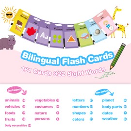 TimingSXD TimingSXD Spanish Flash Cards for Kids,Bilingual Flash Cards for Toddler/Beginning - ABC,Numbers,Colors,Shapes,Español/English Talking Flash Cards for Preschool,Kindergarten,Ages 2+