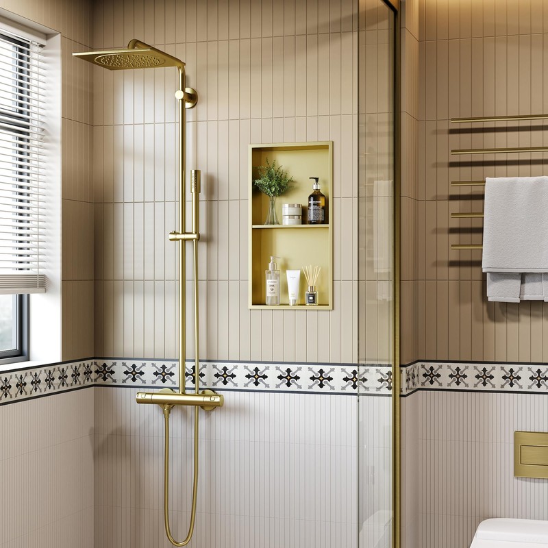 Neodrain Shower Niche Double Shelf Stainless Steel No Tile Needed