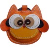 Key Ring with Funny Owl Pendant Made of Real Leather,