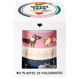 folia 26450 Washi Tape Made of Rice Paper, 4 Rolls of Masking Tape Each 2 m, 2 Rolls Approx. 15 mm Wide and 2 Rolls Approx. 10 mm Wide, Ideal for Decorating and Decorating
