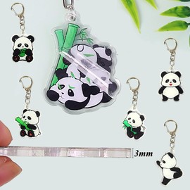 YGCHEN Panda Keyring Panda Acrylic Key Ring Cute Animal Key Ring Children's Birthday Pendant for Keys and Bags 16 Pieces