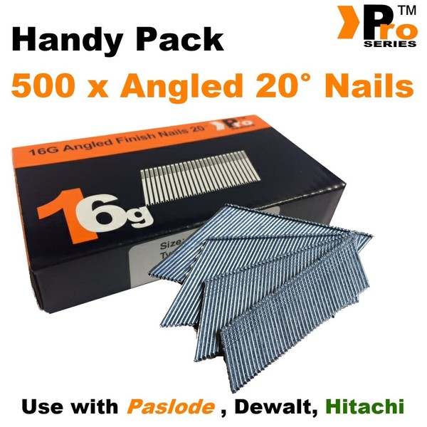 Angled 20° 500 x 38mm - Handy Pack Angled 16G Second Fix Nails